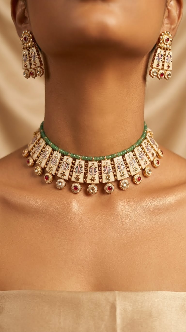 MEERA ENAMEL KUNDAN CHOKER SET