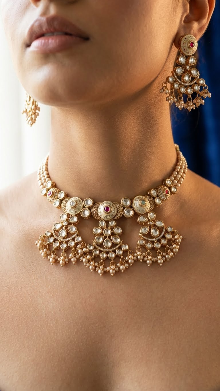 ZARINA NOOR KUNDAN STATEMENT NECKLACE SET