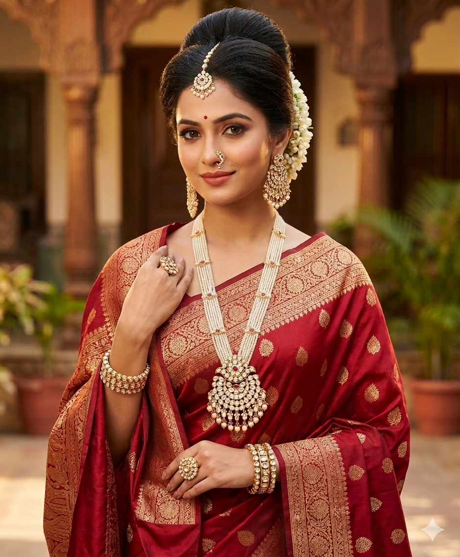 Ratnamala Pearl & Polki Heritage Long-Set